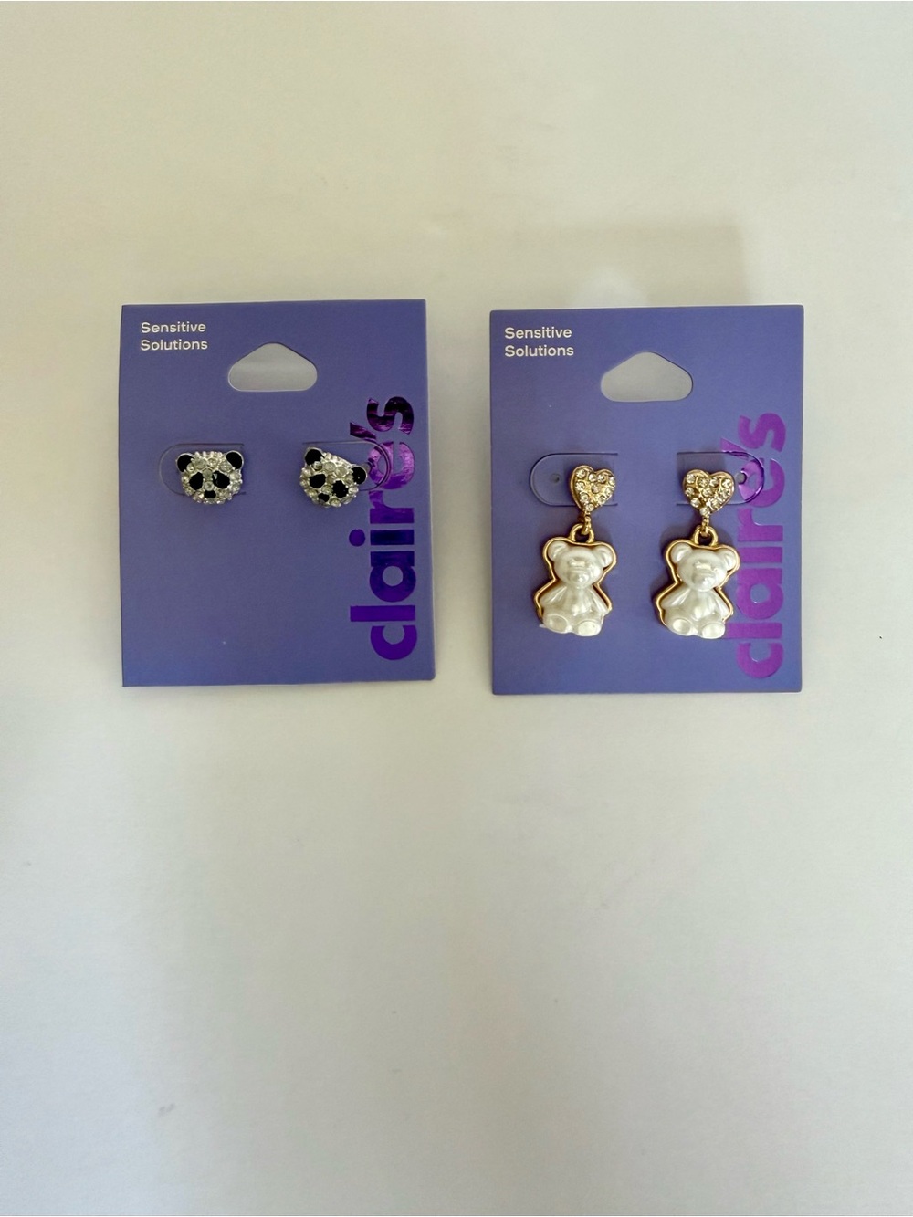 Claire's Gold Teddy Drop Earrings & Black Paw Studs Set